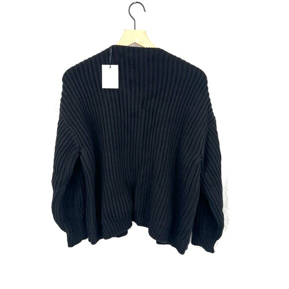 NEW code x Mode black ribbed open front cardigan sweater oversized crop cozy M - Picture 11 of 11